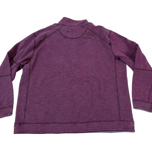 Tommy Bahama Reversible Sweater Men's Size XXL 1/4-Zip Pullover Burgundy Gray - Picture 5 of 5